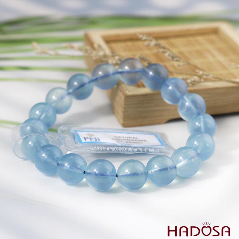 Vòng đá Aquamarine 11mm chuẩn 8A