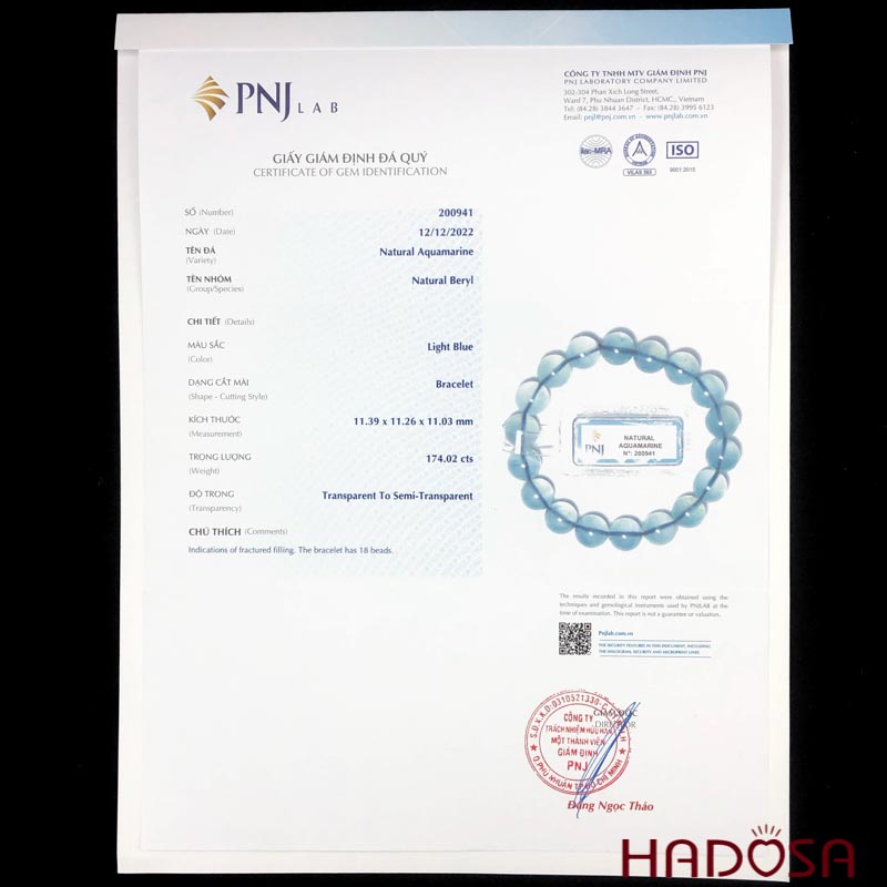 Vòng đá Aquamarine 11mm chuẩn 8A