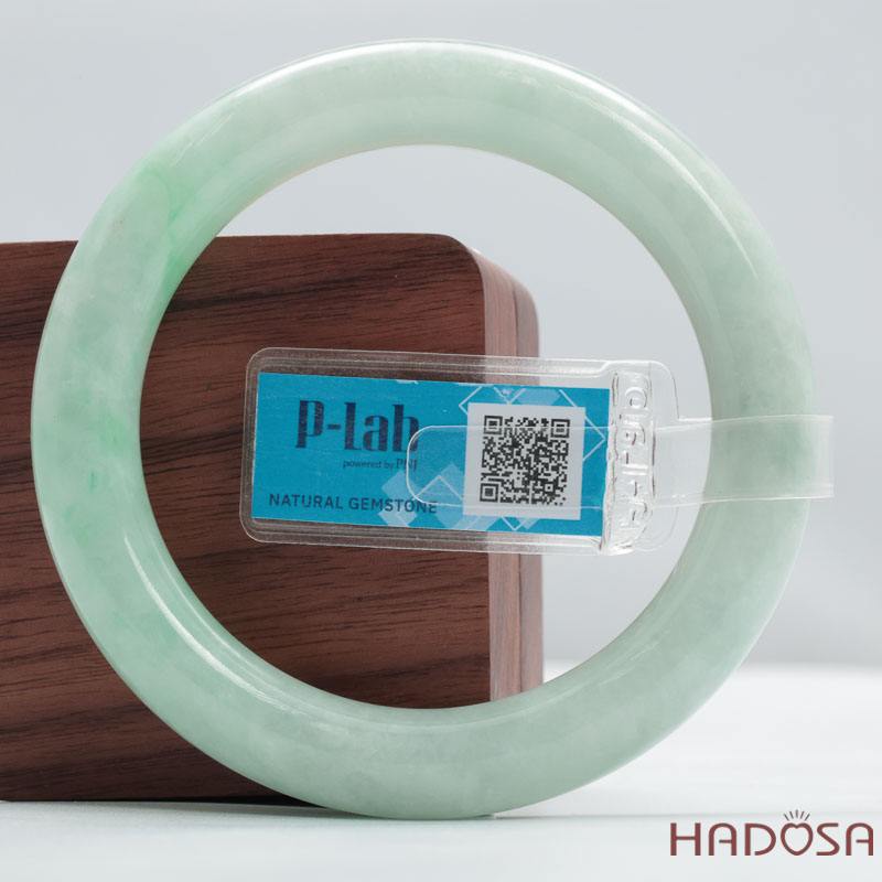 Vòng Ngọc Cẩm Thạch Type A Điểm Xanh Lý Bản Tròn Ni 56