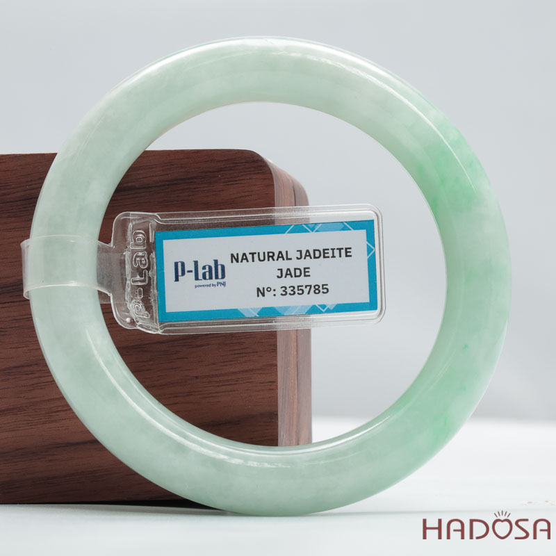 Vòng Ngọc Cẩm Thạch Type A Điểm Xanh Lý Bản Tròn Ni 56