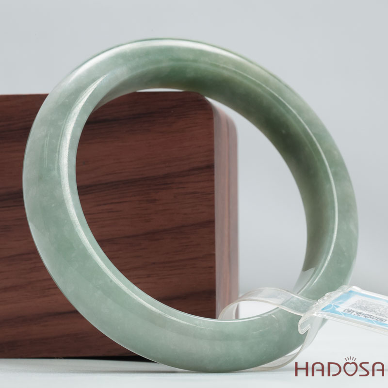 Vòng Cẩm Thạch A xanh mạ bản oval ni 54