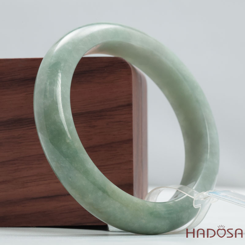 Vòng Cẩm Thạch A xanh mạ bản oval ni 54