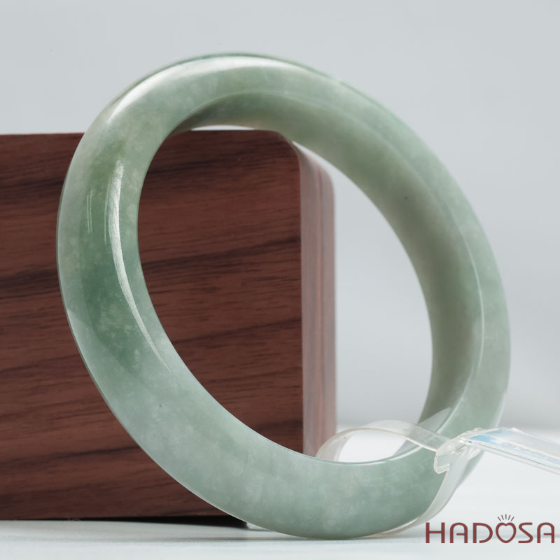 Vòng Cẩm Thạch A xanh mạ bản oval ni 54