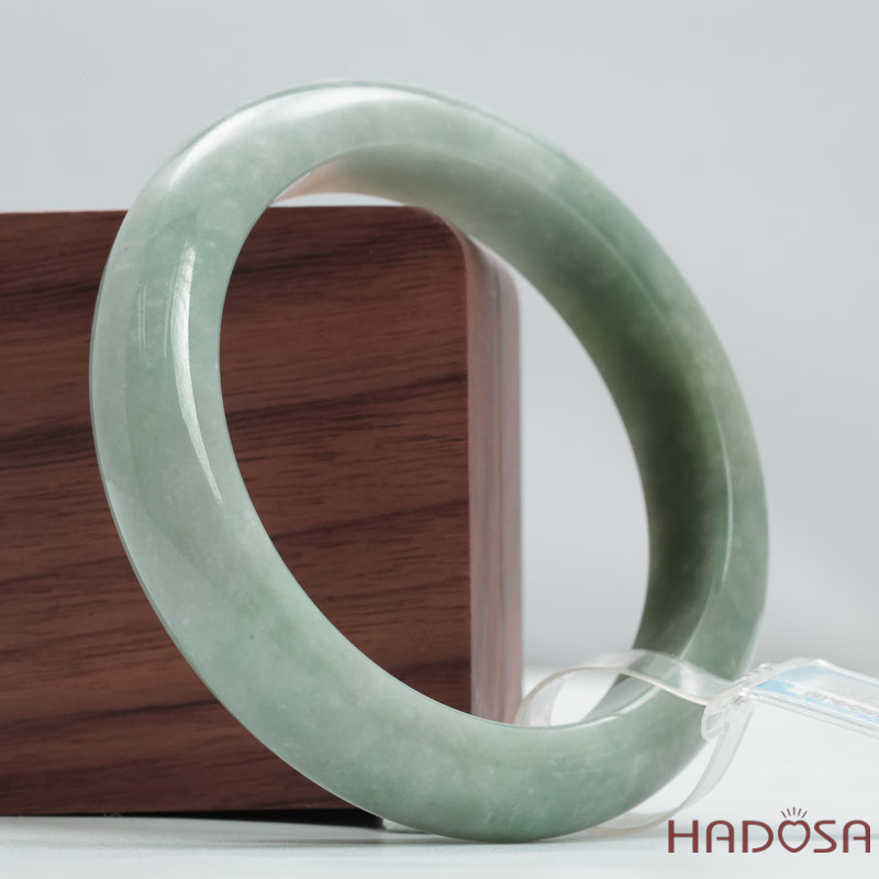 Vòng Cẩm Thạch A xanh mạ bản oval ni 54