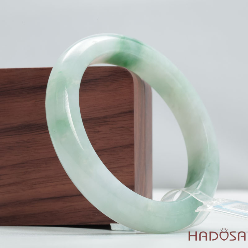 Vòng Ngọc Cẩm Thạch Type A Điểm Lý Chủng Đậu Nếp Bản Tròn Ni 55