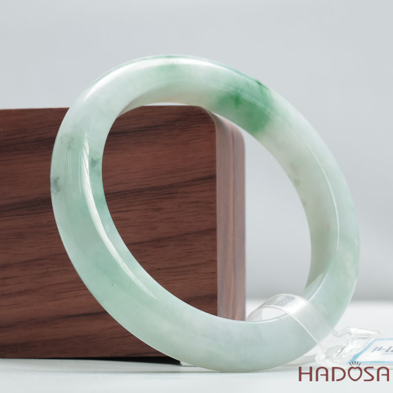 Vòng Ngọc Cẩm Thạch Type A Điểm Lý Chủng Đậu Nếp Bản Tròn Ni 55