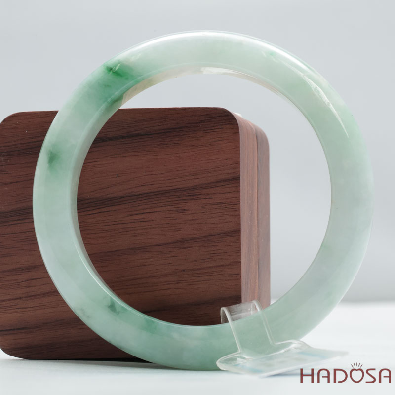 Vòng Ngọc Cẩm Thạch Type A Điểm Lý Chủng Đậu Nếp Bản Tròn Ni 55