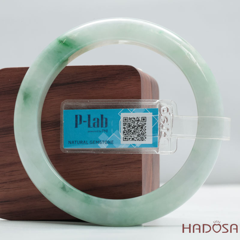 Vòng Ngọc Cẩm Thạch Type A Điểm Lý Chủng Đậu Nếp Bản Tròn Ni 55