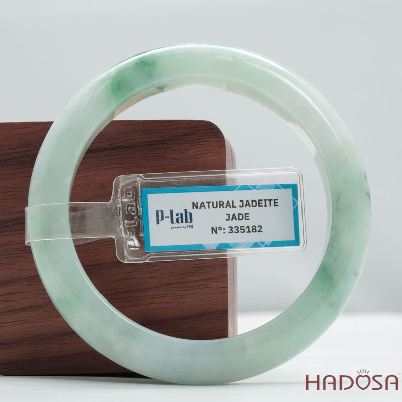 Vòng Ngọc Cẩm Thạch Type A Điểm Lý Chủng Đậu Nếp Bản Tròn Ni 55