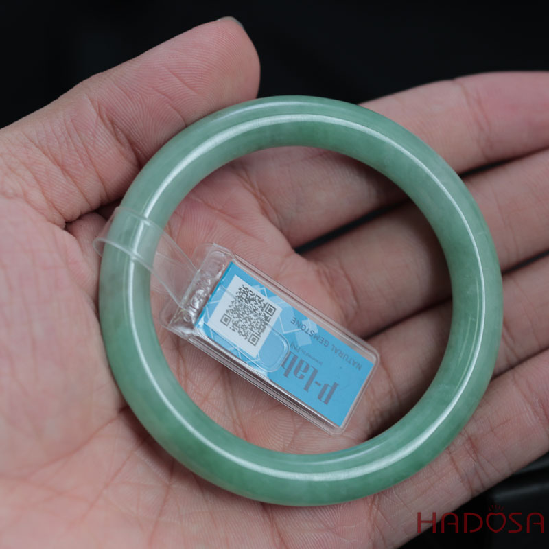 Vòng Ngọc Cẩm Thạch bản tròn xanh điểm lí ni 56