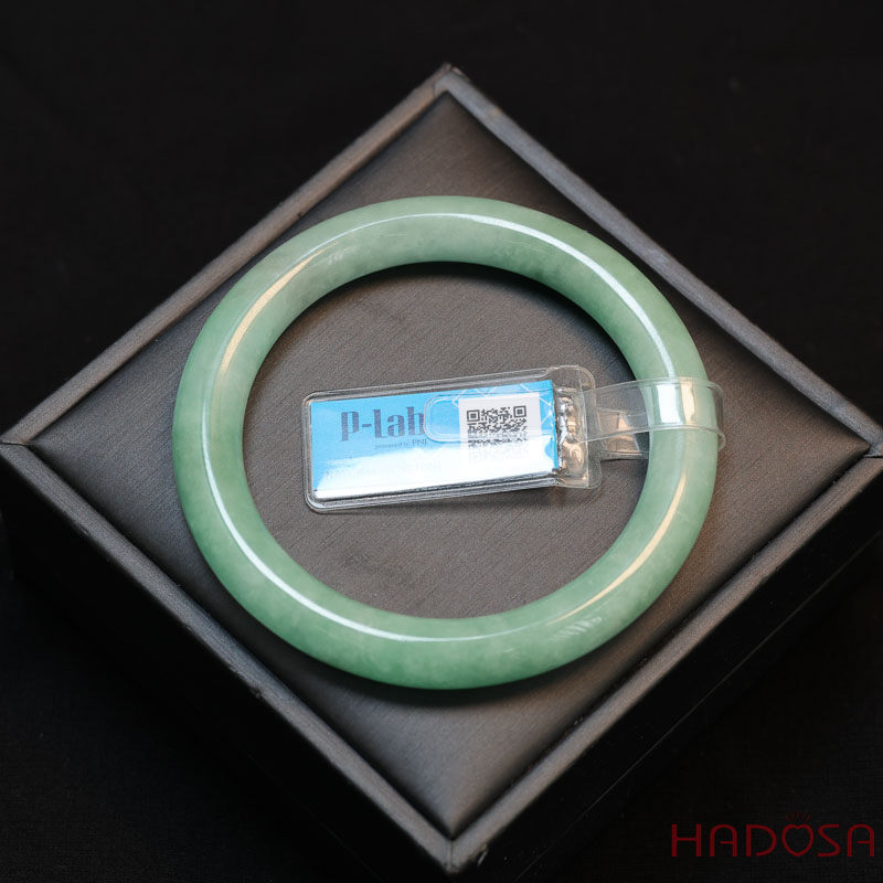 Vòng Ngọc Cẩm Thạch bản tròn xanh điểm lí ni 56