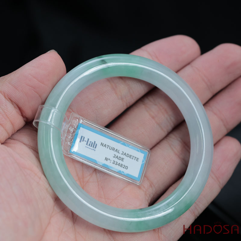 Vòng Ngọc Cẩm Thạch bản tròn trắng phớt lí ni 58