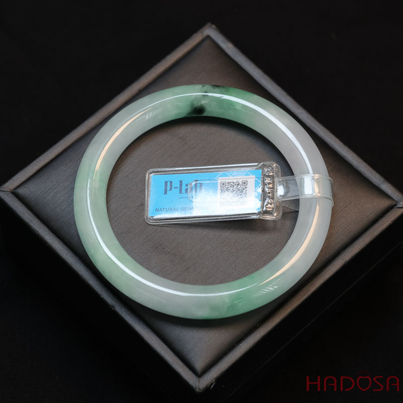 Vòng Ngọc Cẩm Thạch bản tròn trắng phớt lí ni 58