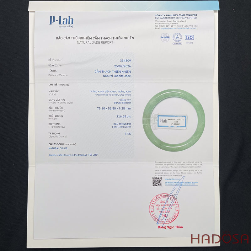 Vòng Ngọc Cẩm Thạch bản tròn xanh điểm lí ni 56