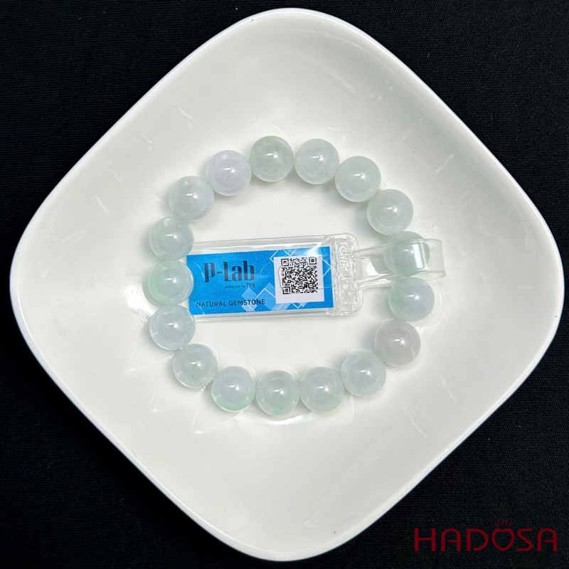 Vòng chuỗi Ngọc Cẩm Thạch trắng phớt xanh lý 10mm | HADOSA
