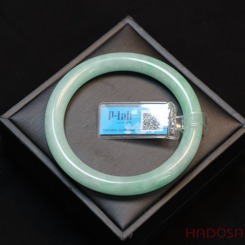 Vòng Ngọc Cẩm Thạch bản tròn xanh điểm lí ni 60