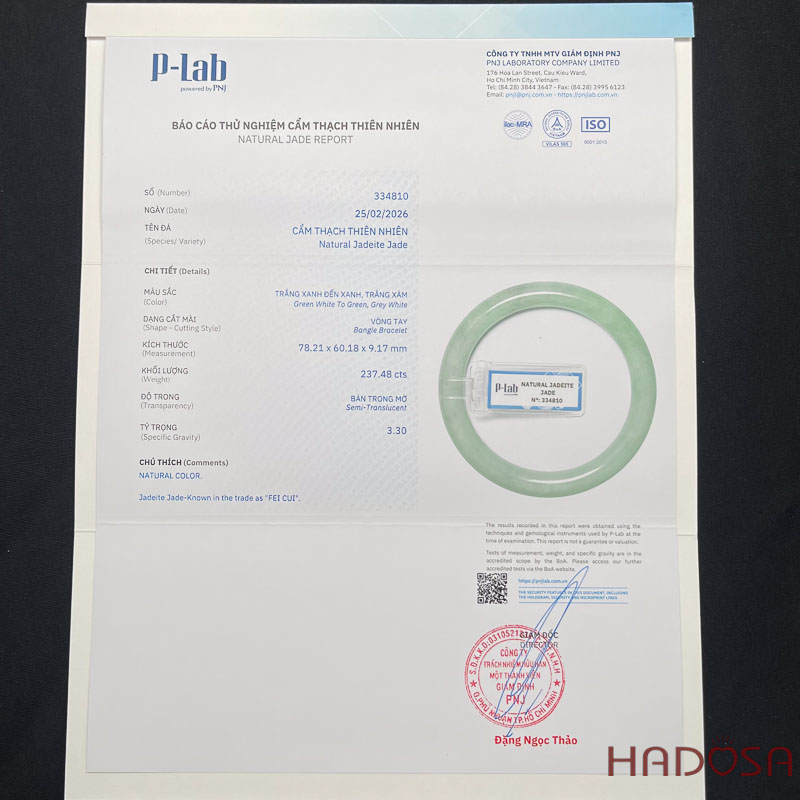 Vòng Ngọc Cẩm Thạch bản tròn xanh điểm lí ni 60