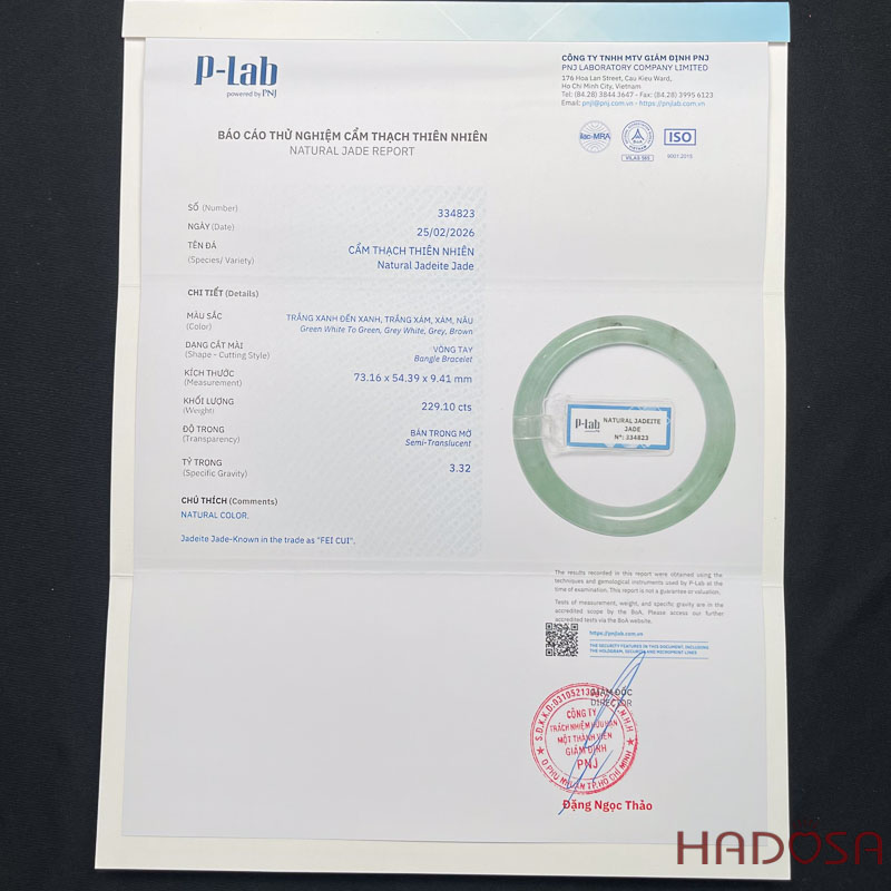 Vòng Ngọc Cẩm Thạch bản tròn xanh điểm lí ni 54