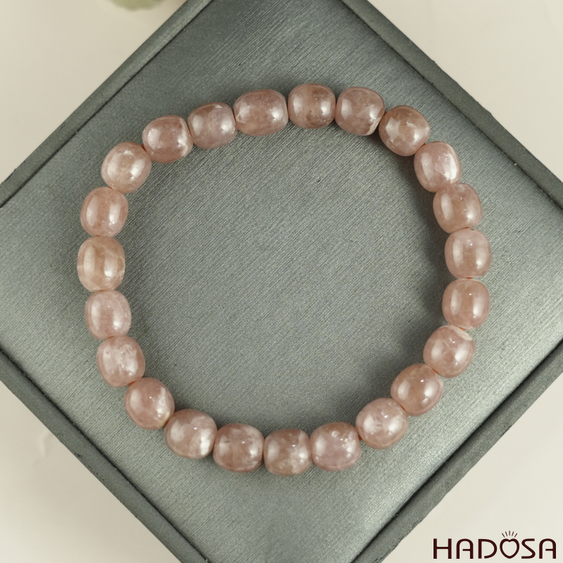 Vòng tay đá Đào hoa hạt lu thống 07x08mm 5A