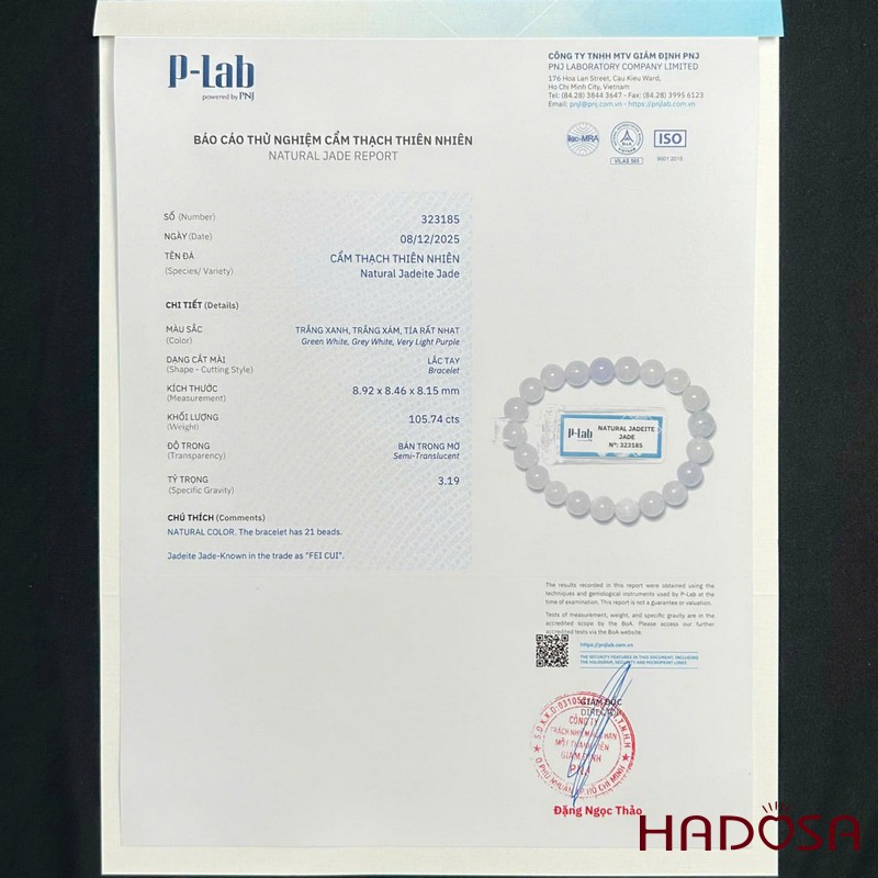 Vòng chuỗi tay Ngọc Tử La Lan  8mm | HADOSA