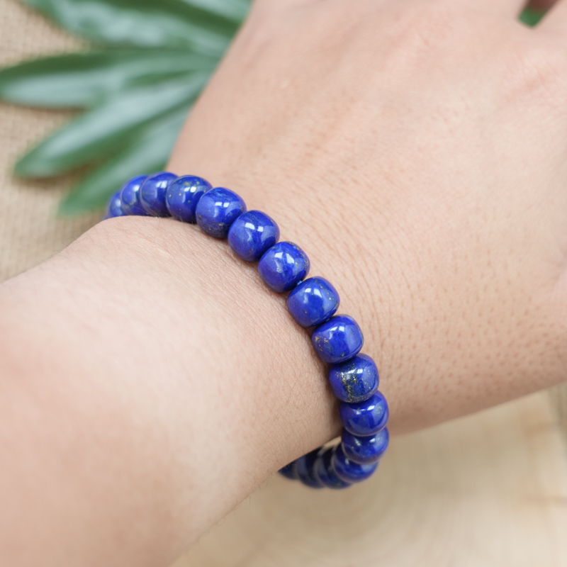 Vòng đá Lapis hạt bầu 8mm chuẩn 5A