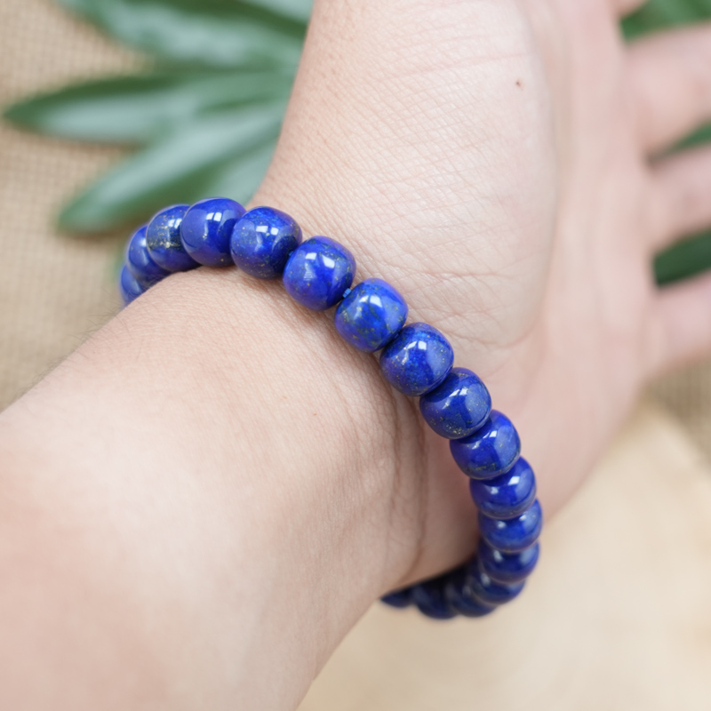 Vòng đá Lapis hạt bầu 8mm chuẩn 5A