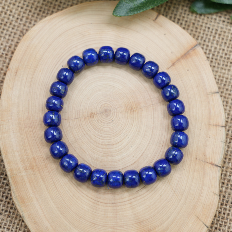 Vòng đá Lapis hạt bầu 8mm chuẩn 5A