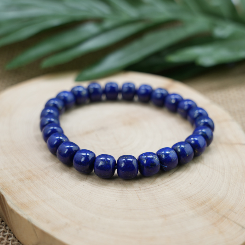 Vòng đá Lapis hạt bầu 8mm chuẩn 5A