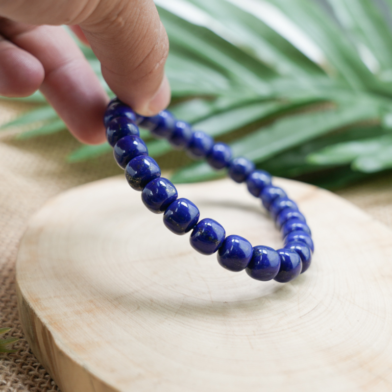 Vòng đá Lapis hạt bầu 8mm chuẩn 5A