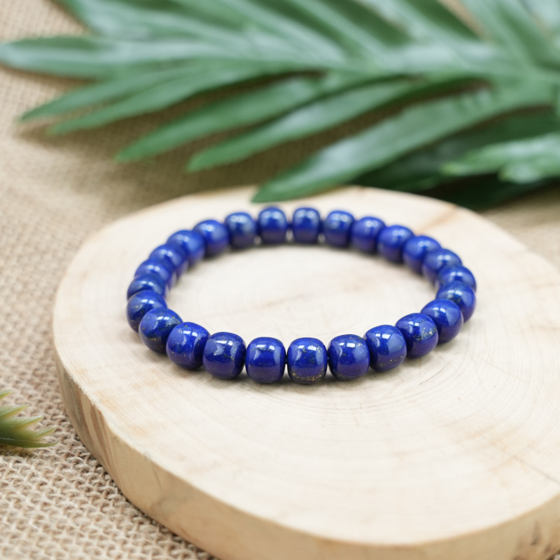Vòng đá Lapis hạt bầu 8mm chuẩn 5A