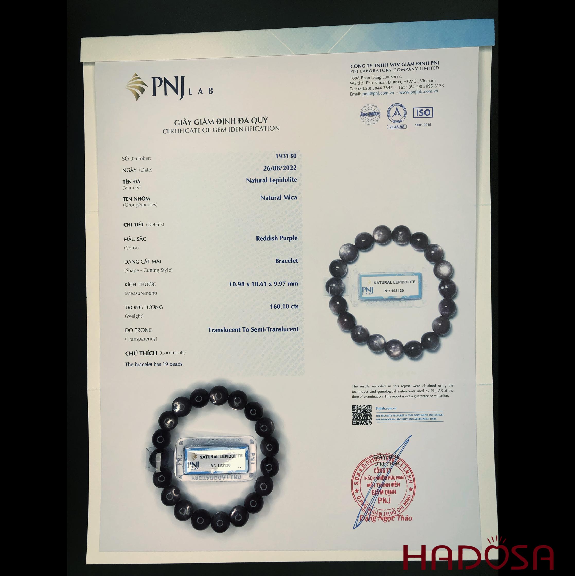 Vòng đá Lepidolite ánh titan 10mm