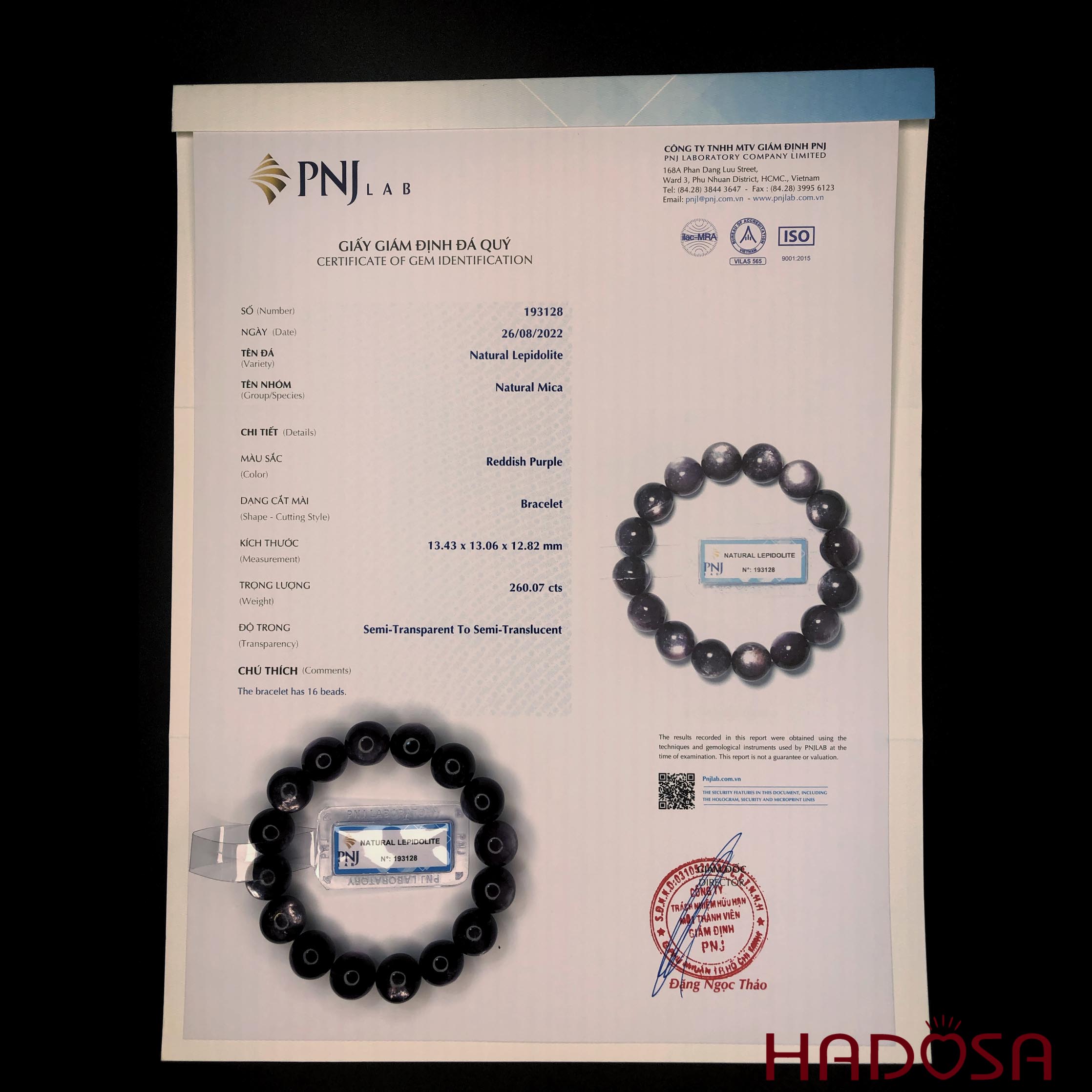 Vòng đá Lepidolite ánh titan 13mm