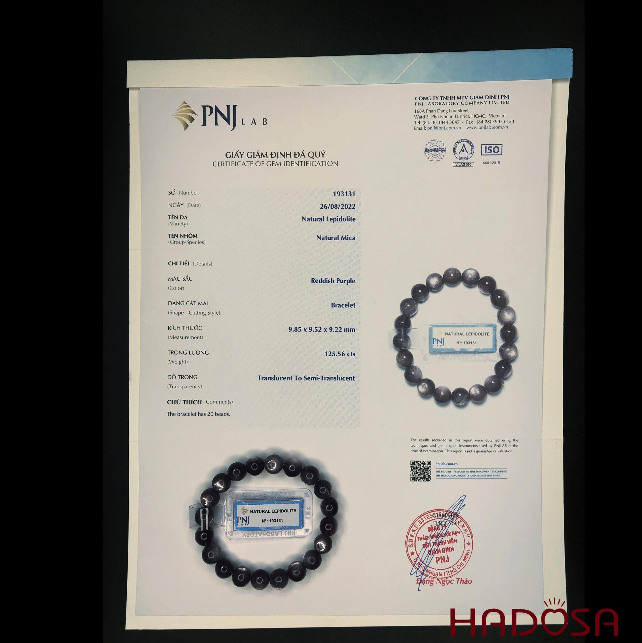 Vòng đá Lepidolite ánh titan 9mm