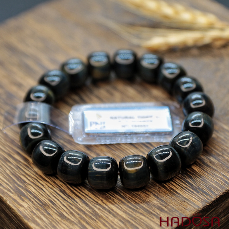 Vòng đá Mắt Chim Ưng hạt trụ 12mm chuẩn 5A