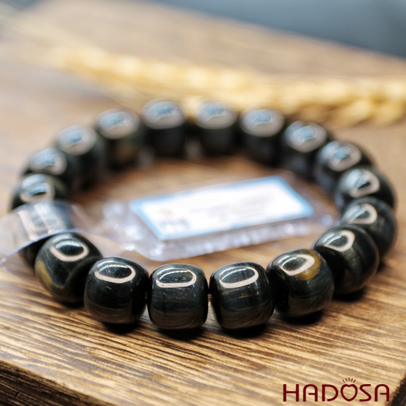 Vòng đá Mắt Chim Ưng hạt trụ 12mm chuẩn 5A