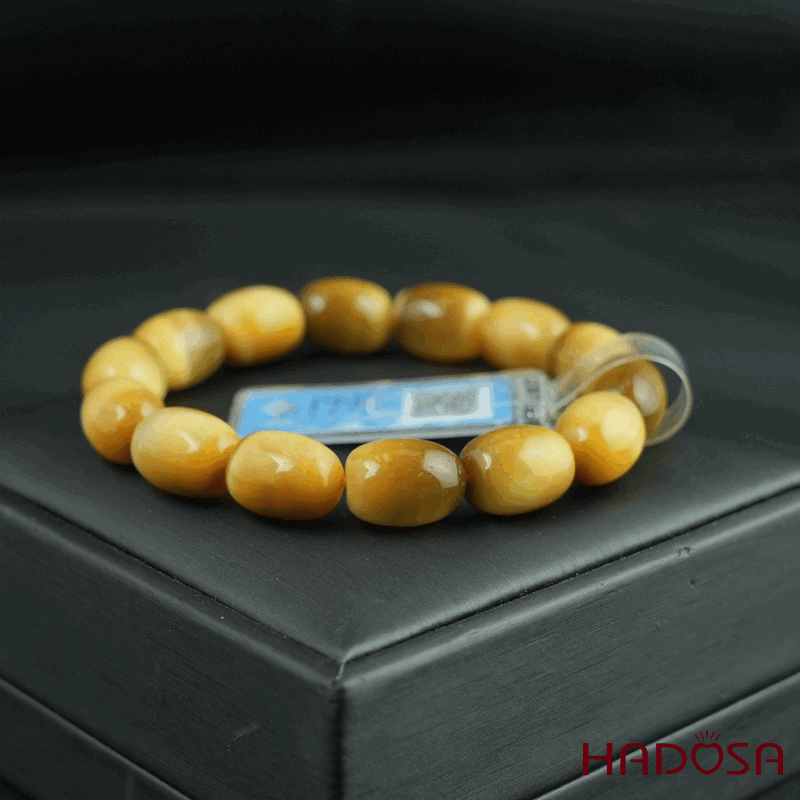 Vòng Thạch anh Mắt Hổ vàng tâm lu thống 10*14mm chuẩn 6A