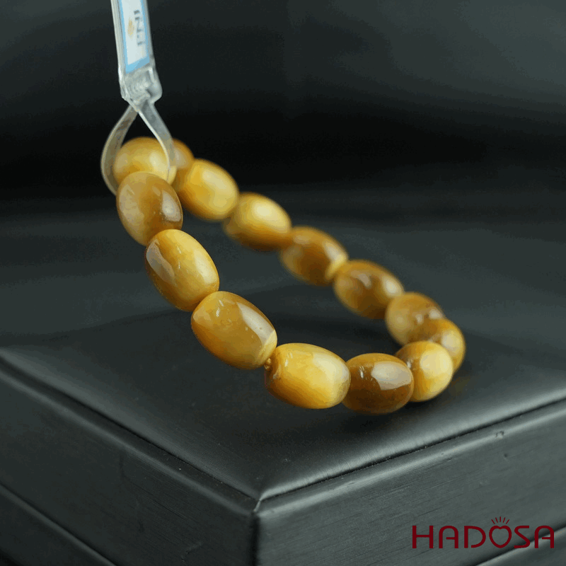 Vòng Thạch anh Mắt Hổ vàng tâm lu thống 10*14mm chuẩn 6A