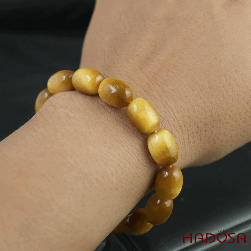 Vòng Thạch anh Mắt Hổ vàng tâm lu thống 10*14mm chuẩn 6A