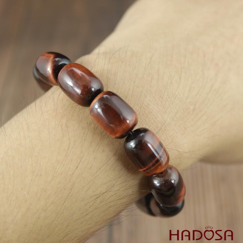 Vòng đá Mắt Hổ nâu đỏ lu thống 12x16mm chuẩn 6A