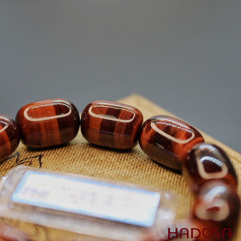 Vòng đá Mắt Hổ nâu đỏ lu thống 13*18mm chuẩn 6A