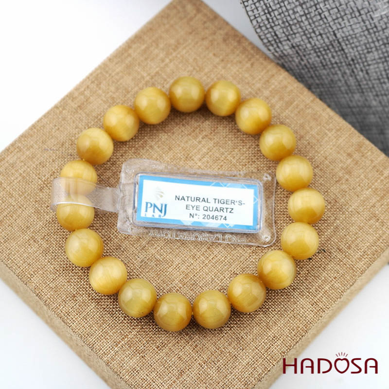 Vòng đá Mắt Hổ vàng 10mm chuẩn 5A