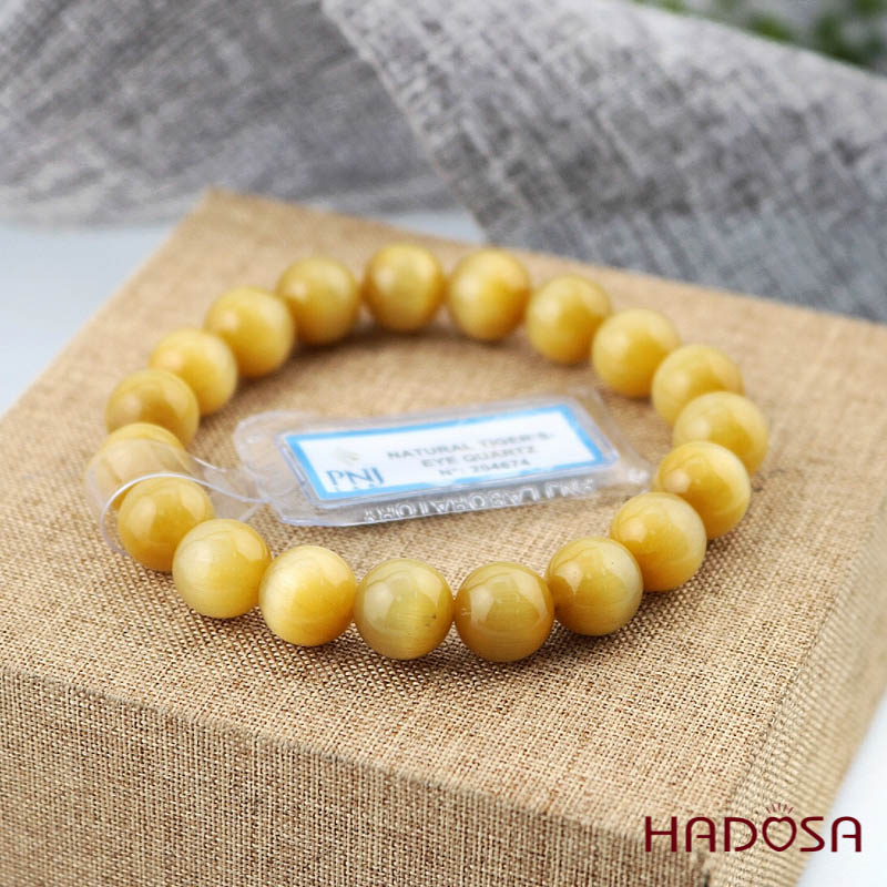 Vòng đá Mắt Hổ vàng 10mm chuẩn 5A