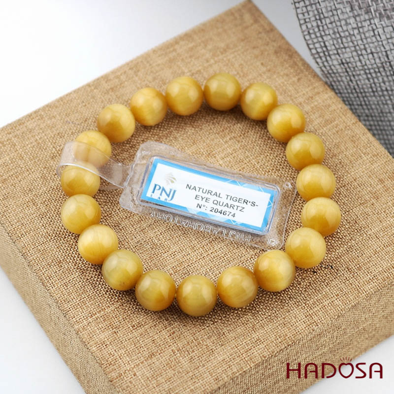 Vòng đá Mắt Hổ vàng 10mm chuẩn 5A