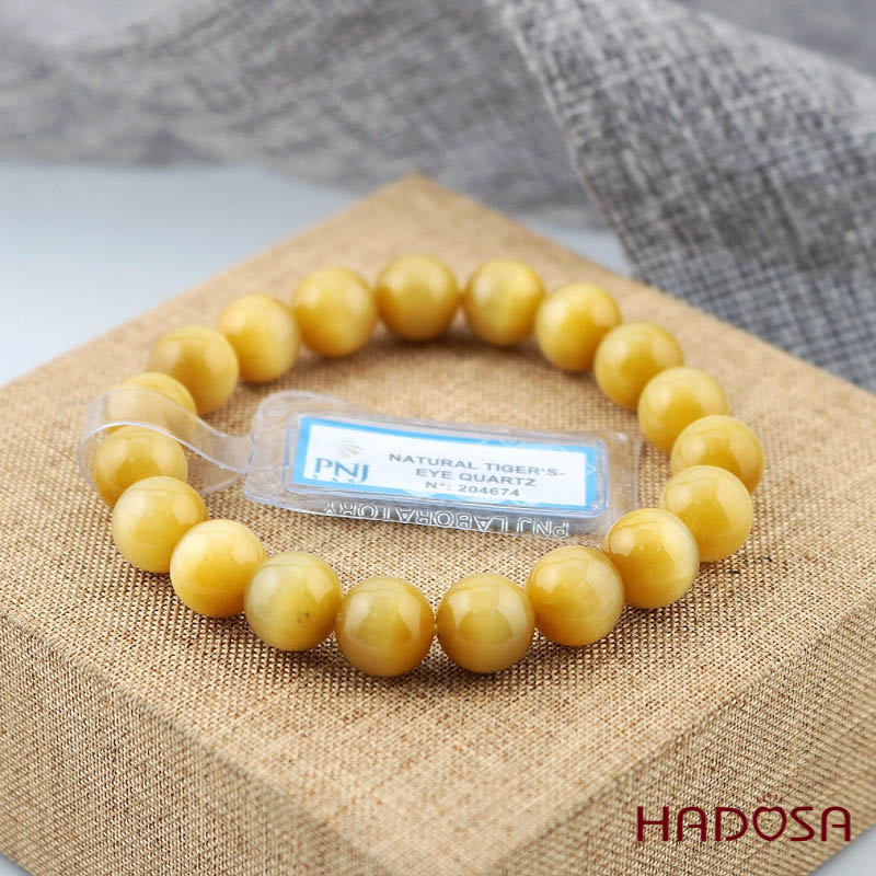 Vòng đá Mắt Hổ vàng 10mm chuẩn 5A