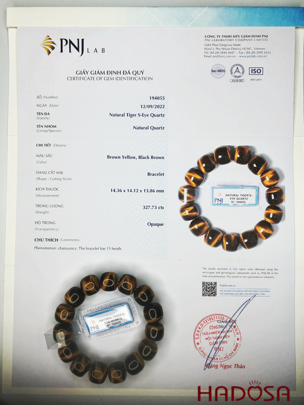 Vòng đeo tay đá Mắt Hổ hạt đốt 14mm cao cấp chuẩn 6A