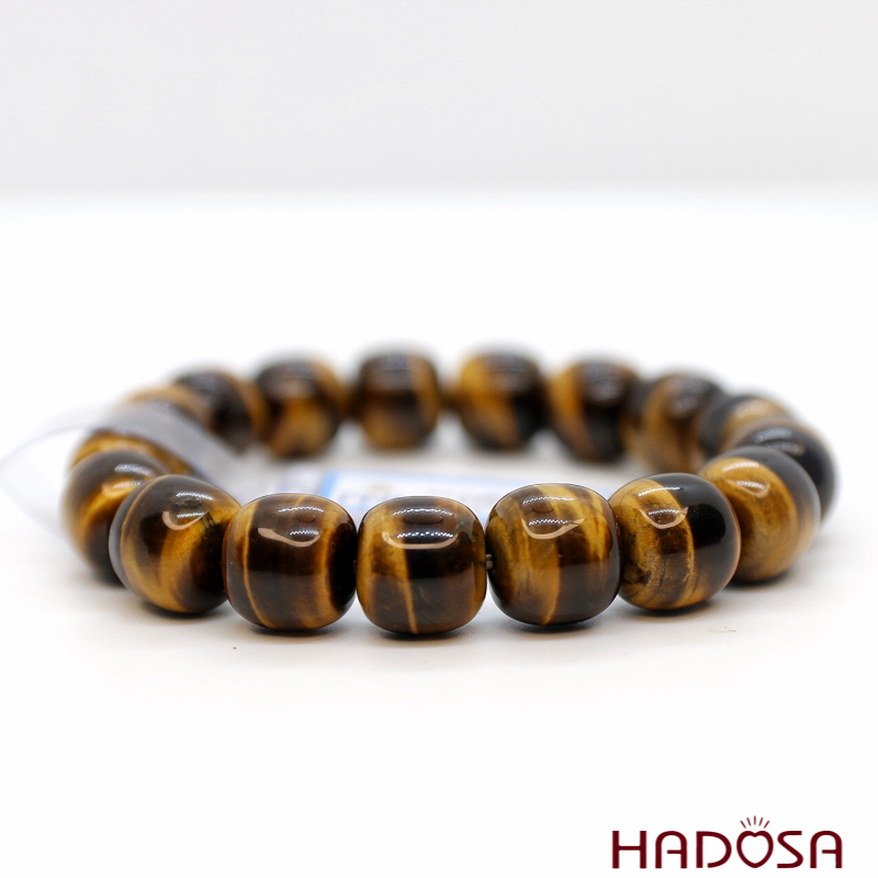 Vòng đeo tay đá Mắt Hổ hạt đốt 14mm cao cấp chuẩn 6A