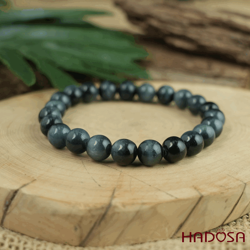 Vòng đá mắt hổ xanh đen 8mm đặc biệt cao cấp chuẩn 7A