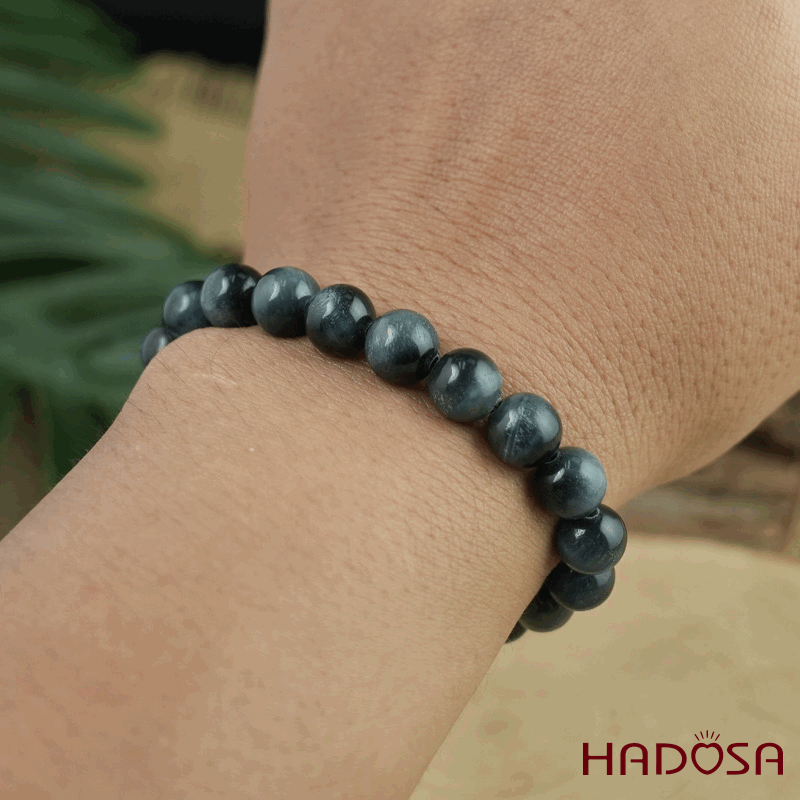 Vòng đá mắt hổ xanh đen 8mm đặc biệt cao cấp chuẩn 7A