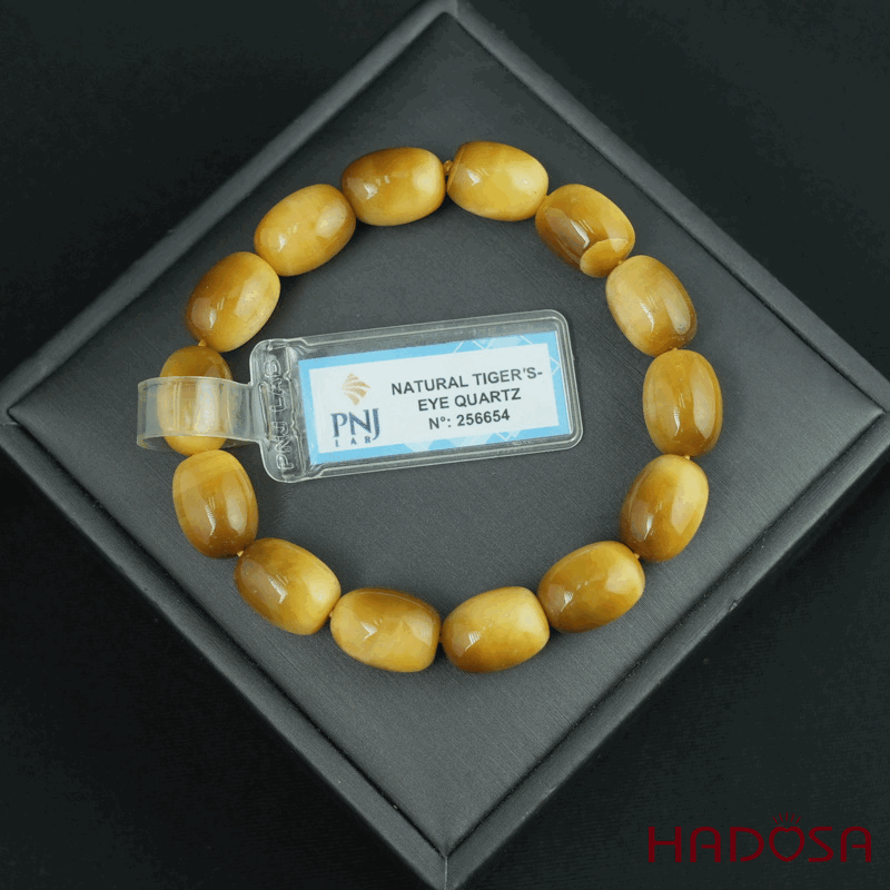 Vòng Thạch anh Mắt Hổ vàng tâm lu thống 10*14mm chuẩn 6A