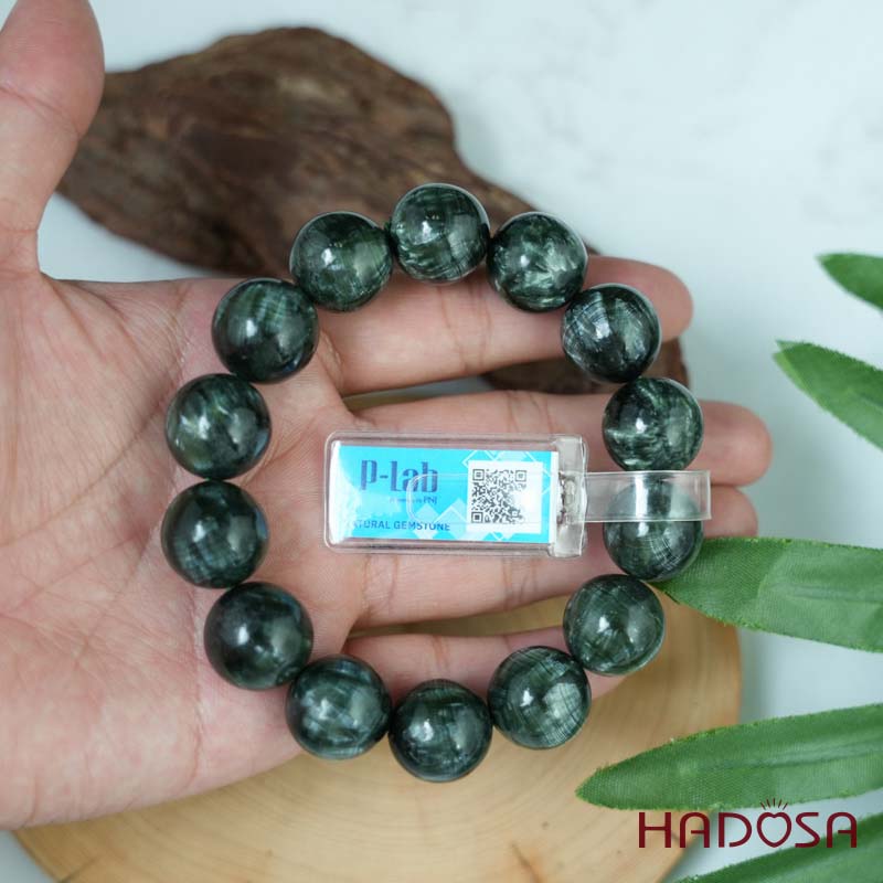 Vòng tay đá Mắt Rồng xanh 16mm 5A